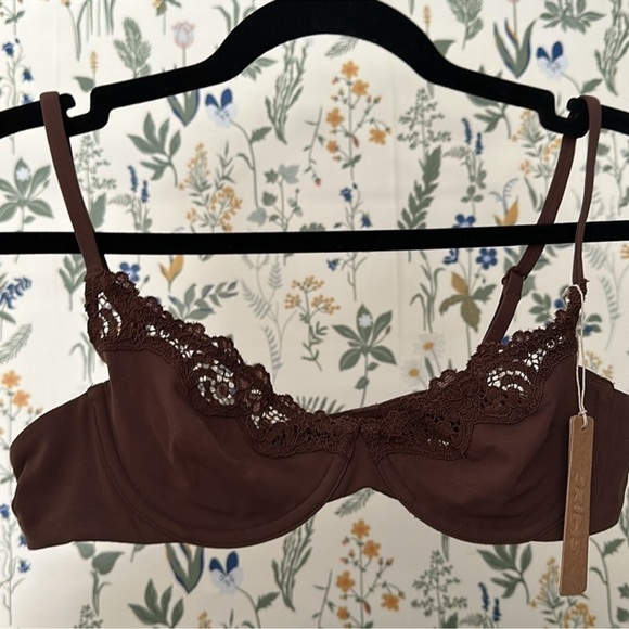 SKIMS FITS EVERYBODY LACE UNDERWIRE BRA COCOA 42D brown NWT - Picture 1 of 5